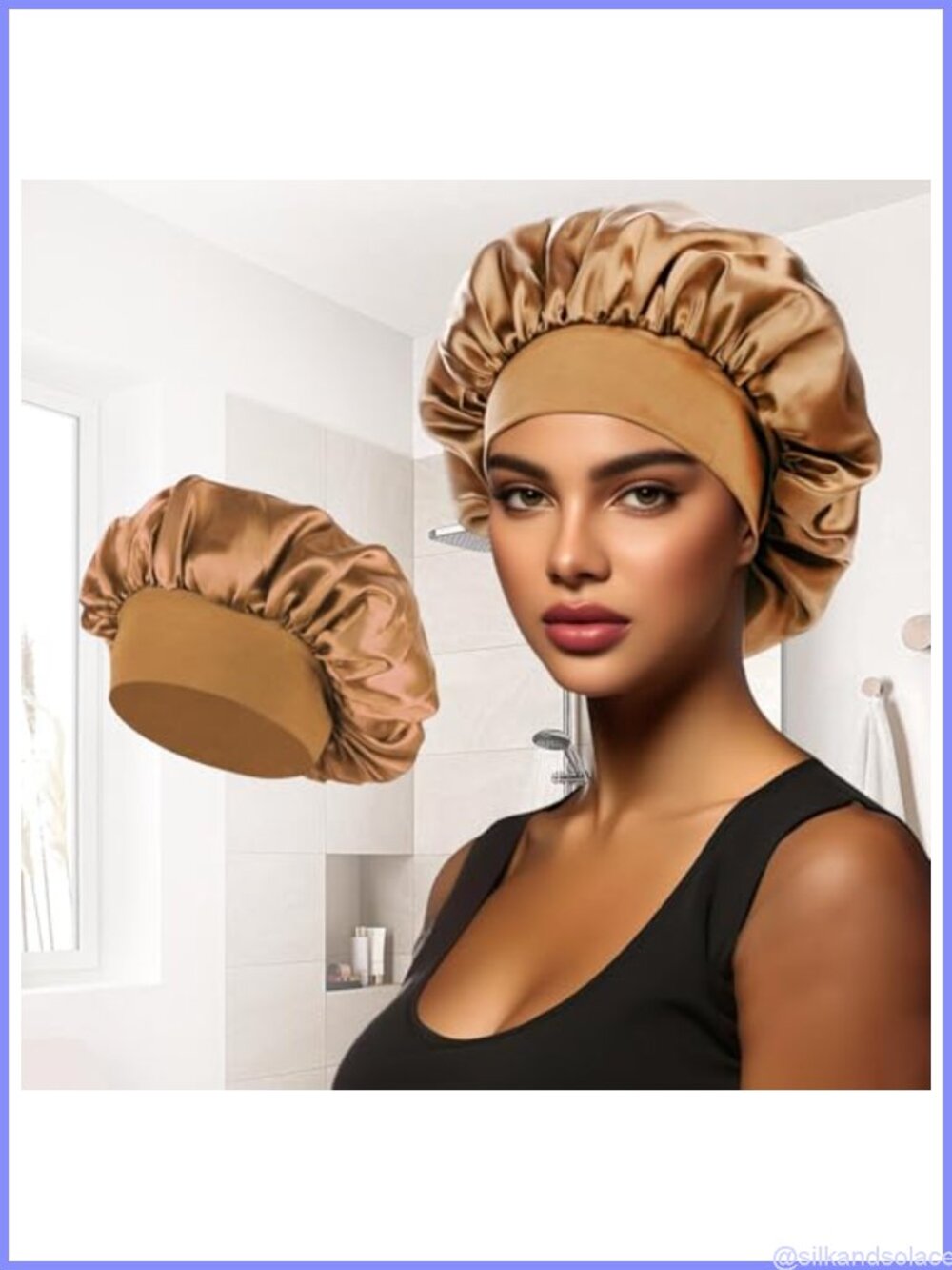 Adjustable Elastic Satin Hair Bonnet for Sleeping Women Long Hair Curls